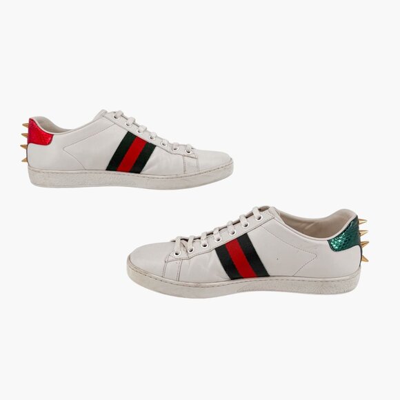 Gucci Pearl-Embellished Ace Sneakers White Leather Size 38.5 US 8.5 Women's - Picture 9 of 15